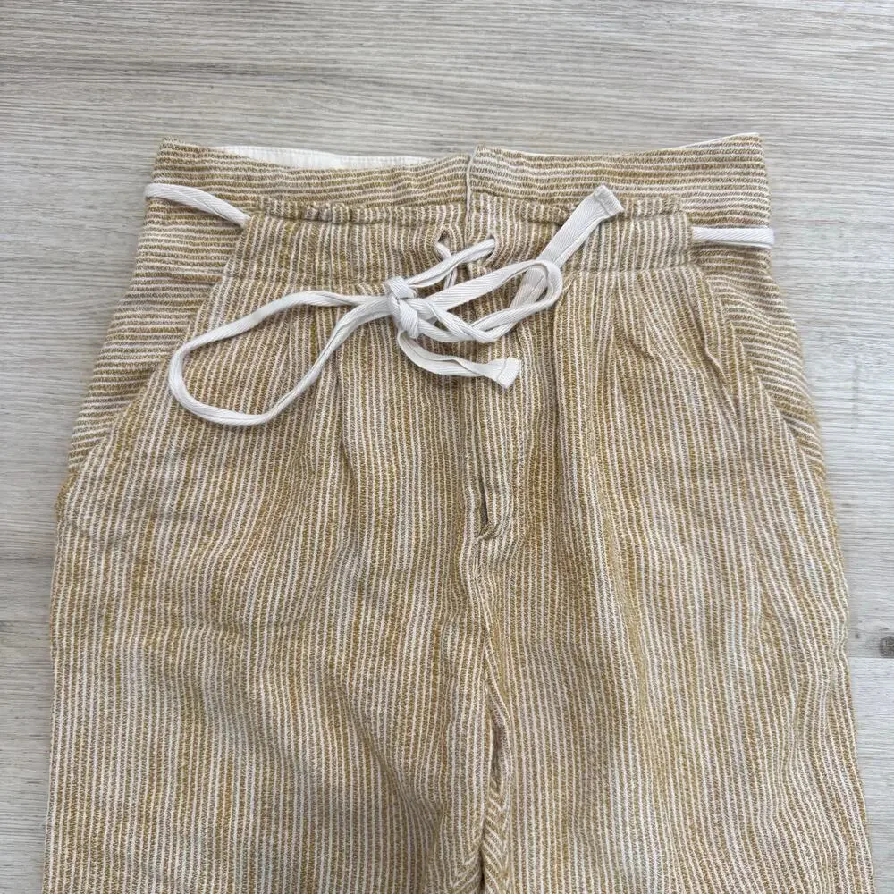 Free People Light At Sunrise Stripe Paperbag Crop Jogger Pants Boho Size 2